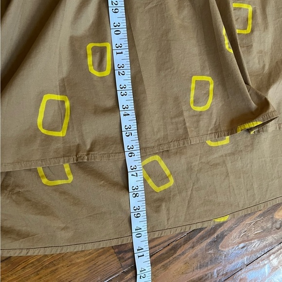 Neirami Oversized Artsy Camel Geometric Yellow Print Midi Dress in S Lagenlook - Picture 12 of 15